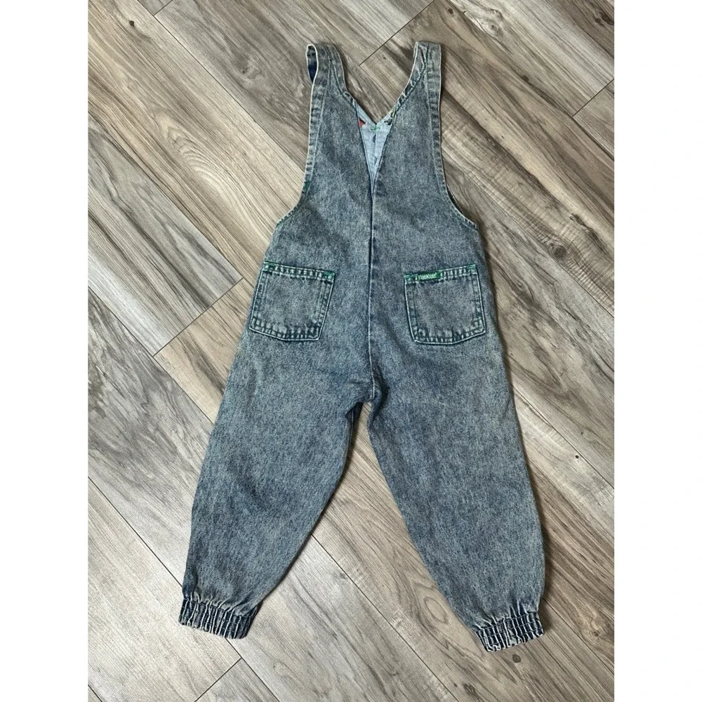 Vintage OshKosh Bgosh Joes Garage Acid Wash Denim Overalls Kids Blue 3T